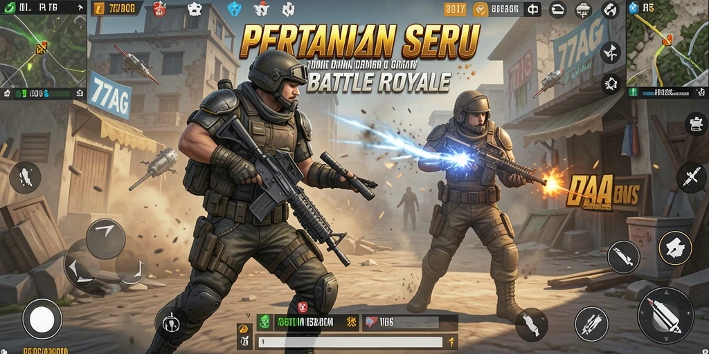 Tangkapan layar gameplay terbaik dari 77AG menampilkan aksi Battle Royale yang mendebarkan.