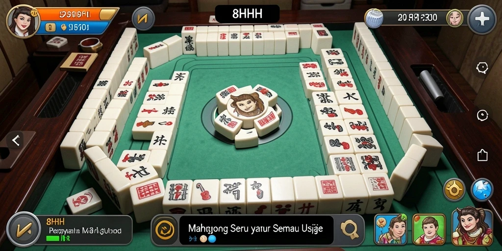 Tampilan screenshot utama 8HHH menampilkan gameplay Mahjong yang seru.
