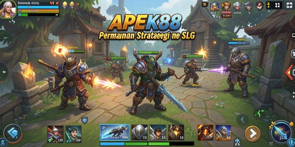 Tangkapan layar utama APEK88 menampilkan suasana gameplay SLG yang epik.