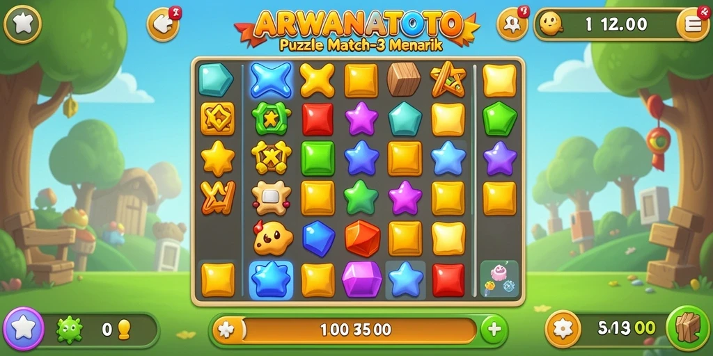 Tampilan gameplay ARWANATOTO yang penuh warna dan menantang.
