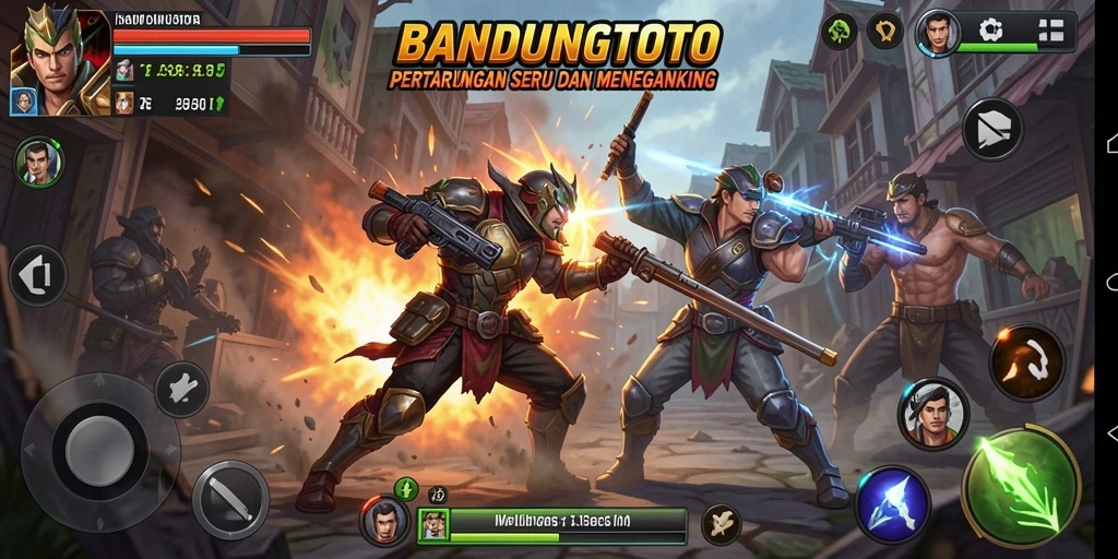Tangkapan layar menunjukkan pertarungan seru di BANDUNGTOTO dengan karakter yang beraksi.