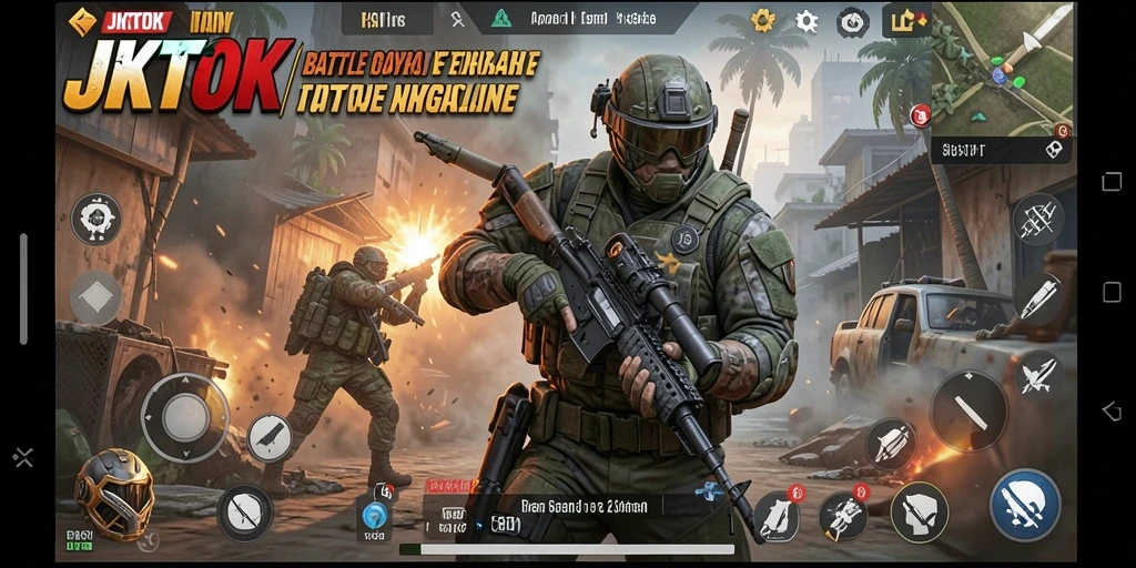 Gameplay JKTOK yang mendebarkan dengan pertempuran sengit.