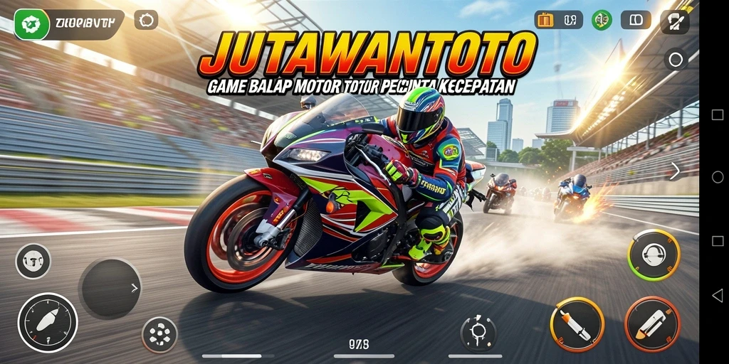 Tampilan gameplay JUTAWANTOTO yang menegangkan dan seru di trek balap.