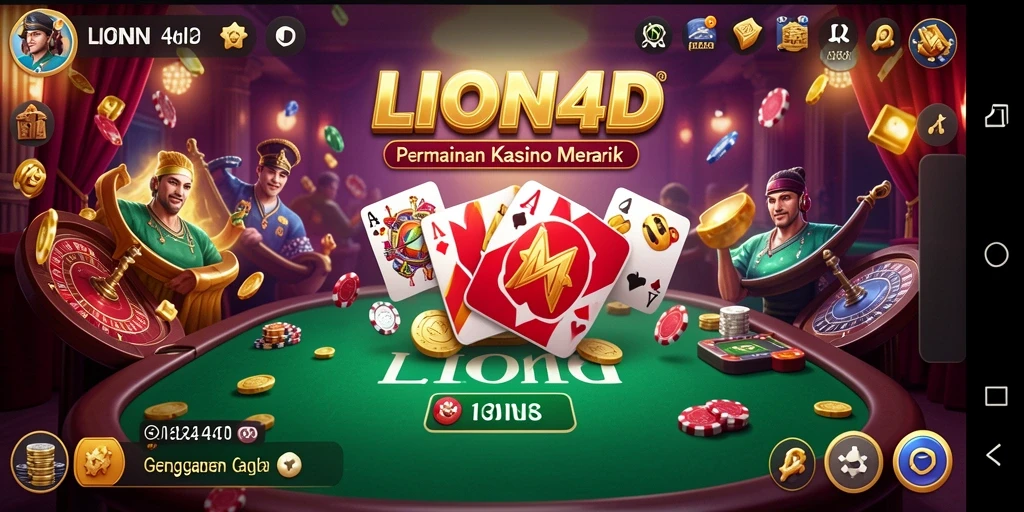 Tampilan gameplay menarik dalam aplikasi LION4D kasino.
