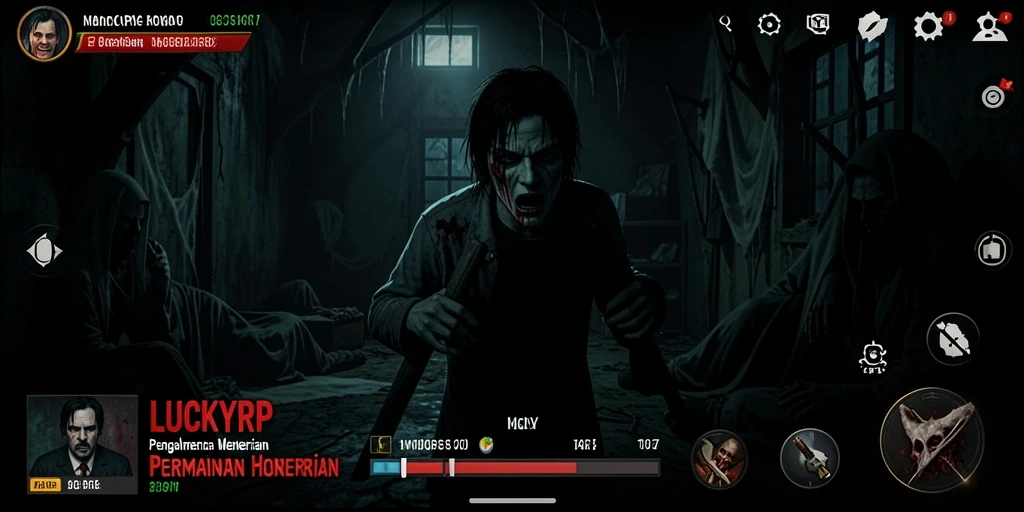 Screenshot utama LUCKYRP menampilkan suasana mencekam dan visual horor yang menakutkan.