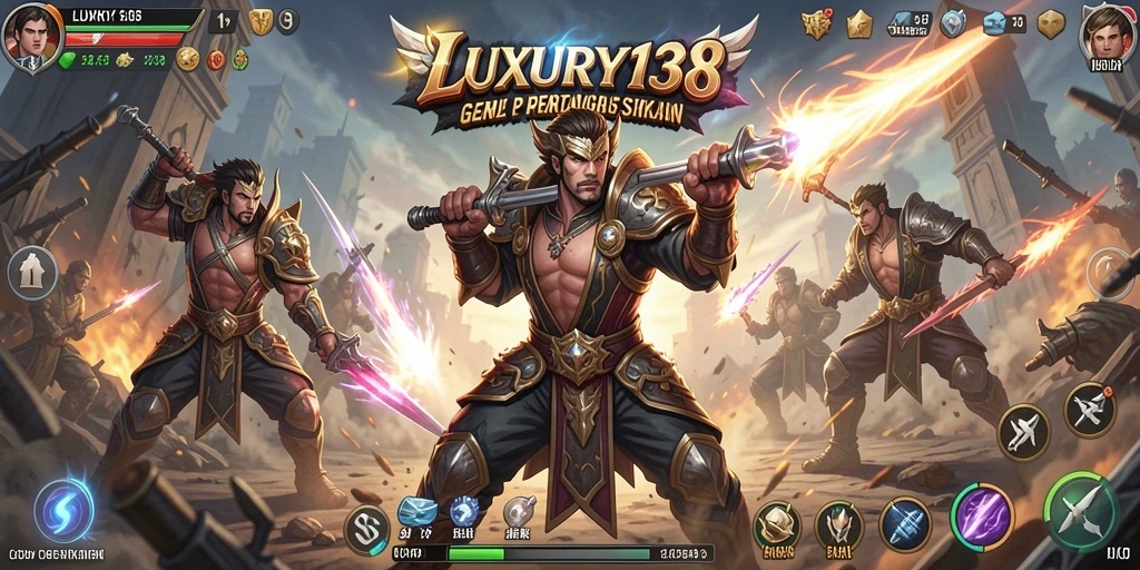 Tangkapan layar gameplay LUXURY138 menampilkan aksi pertarungan yang intens.
