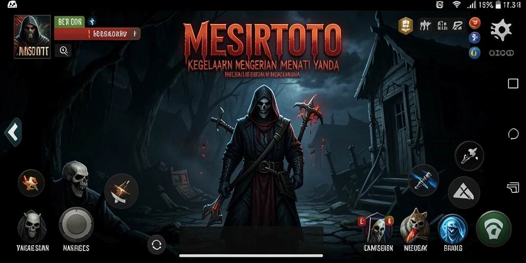Tangkapan layar yang menunjukkan suasana mencekam dalam gameplay MESIRTOTO.