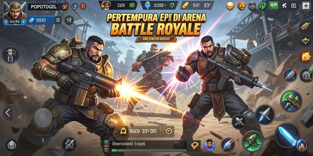 Screenshot gameplay seru di arena Battle Royale POPOTOGEL.