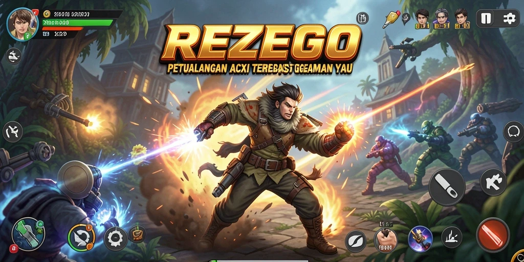 Screenshot gameplay <strong>REZEGO</strong> menampilkan pertarungan epik yang mendebarkan.