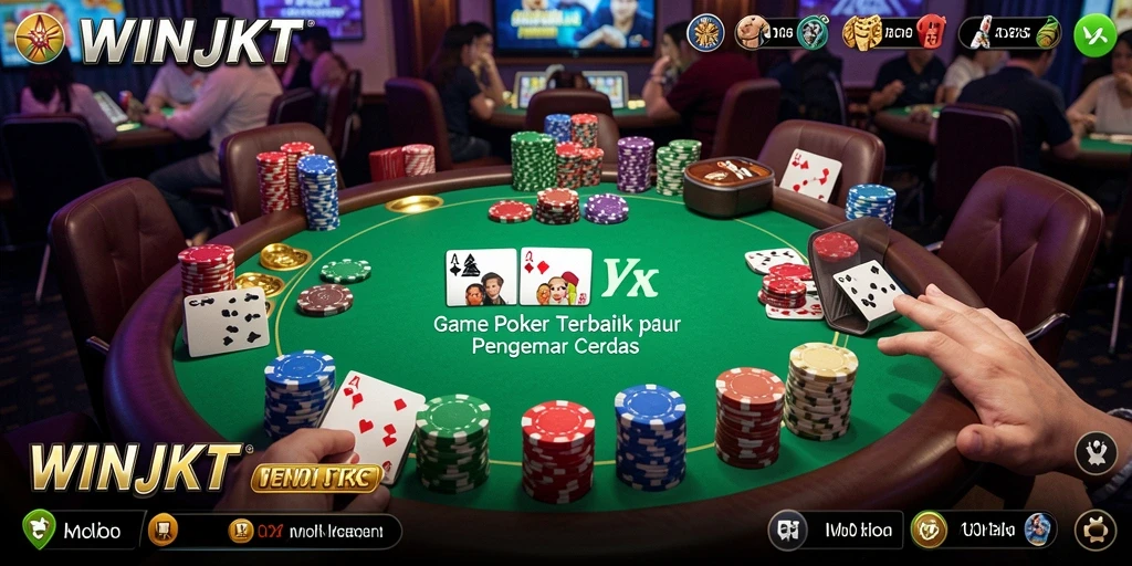 Screenshot gameplay Poker di WINJKT yang menampilkan aksi seru dan interaksi pemain.