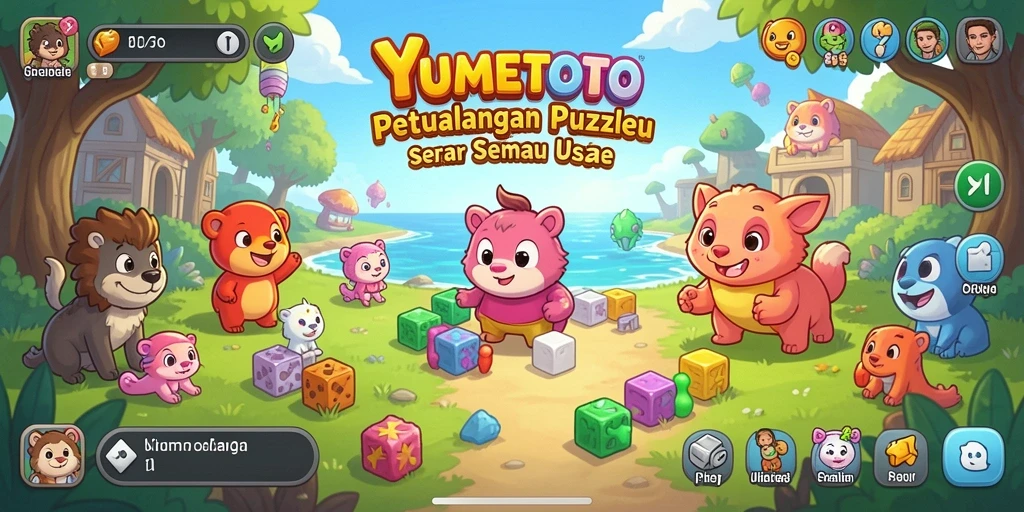 Screenshot gameplay YUMETOTO dengan teka-teki menarik.