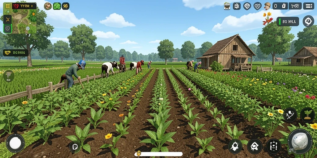 Tampilan gameplay pertanian yang menarik di YYRR.